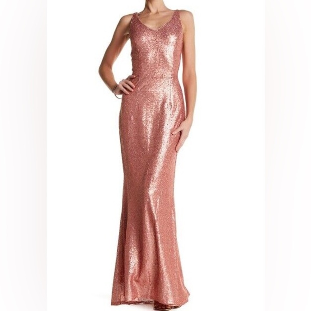 Pink Sequin Sparkly Glitter Embellished Evening Gown